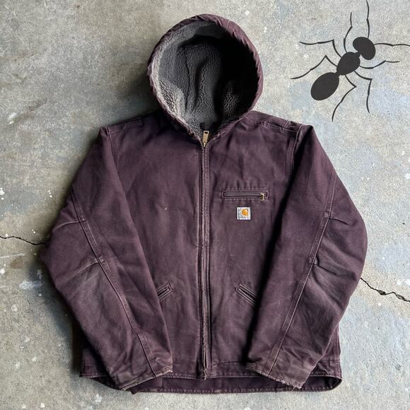 Vintage WOMENS purple y2k carhartt hooded work wear jacket